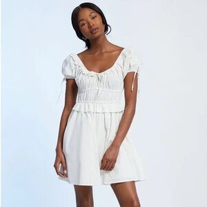 LA Hearts White Poplin Ruffle Dress